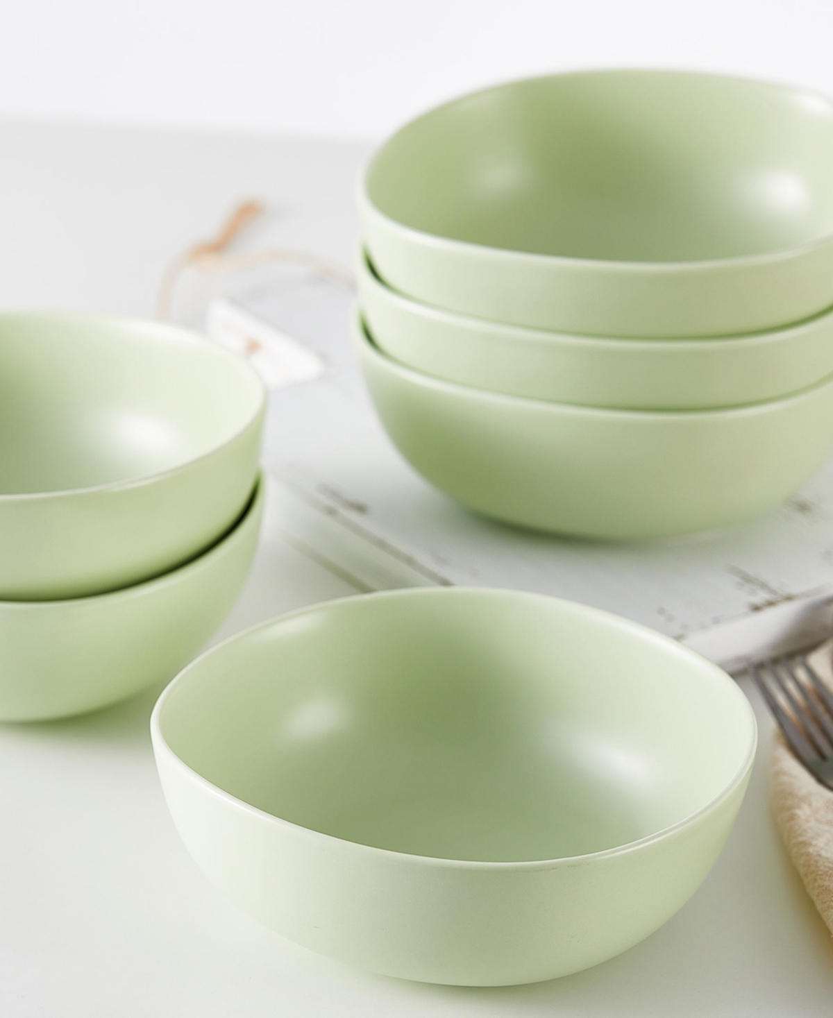 Stone Lain Delilah Porcelain Bowls, Set Of 6 In Lime Green