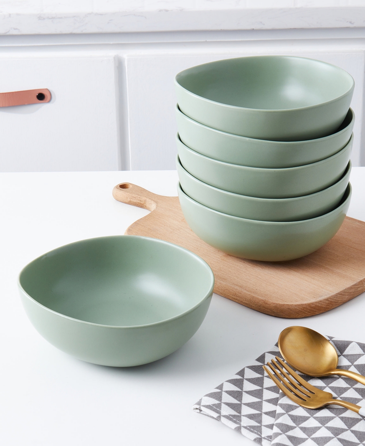 Stone Lain Delilah Porcelain Bowls, Set Of 6 In Honeydew