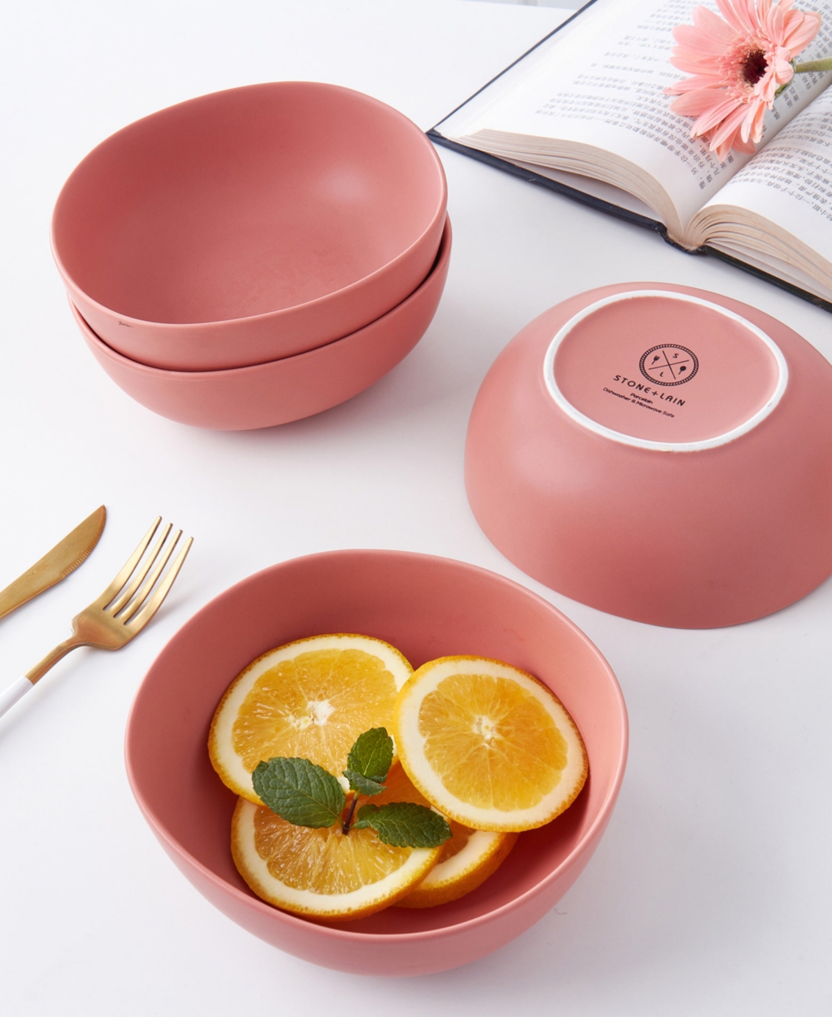 Stone Lain Delilah Porcelain Bowls, Set Of 6 In Terracotta
