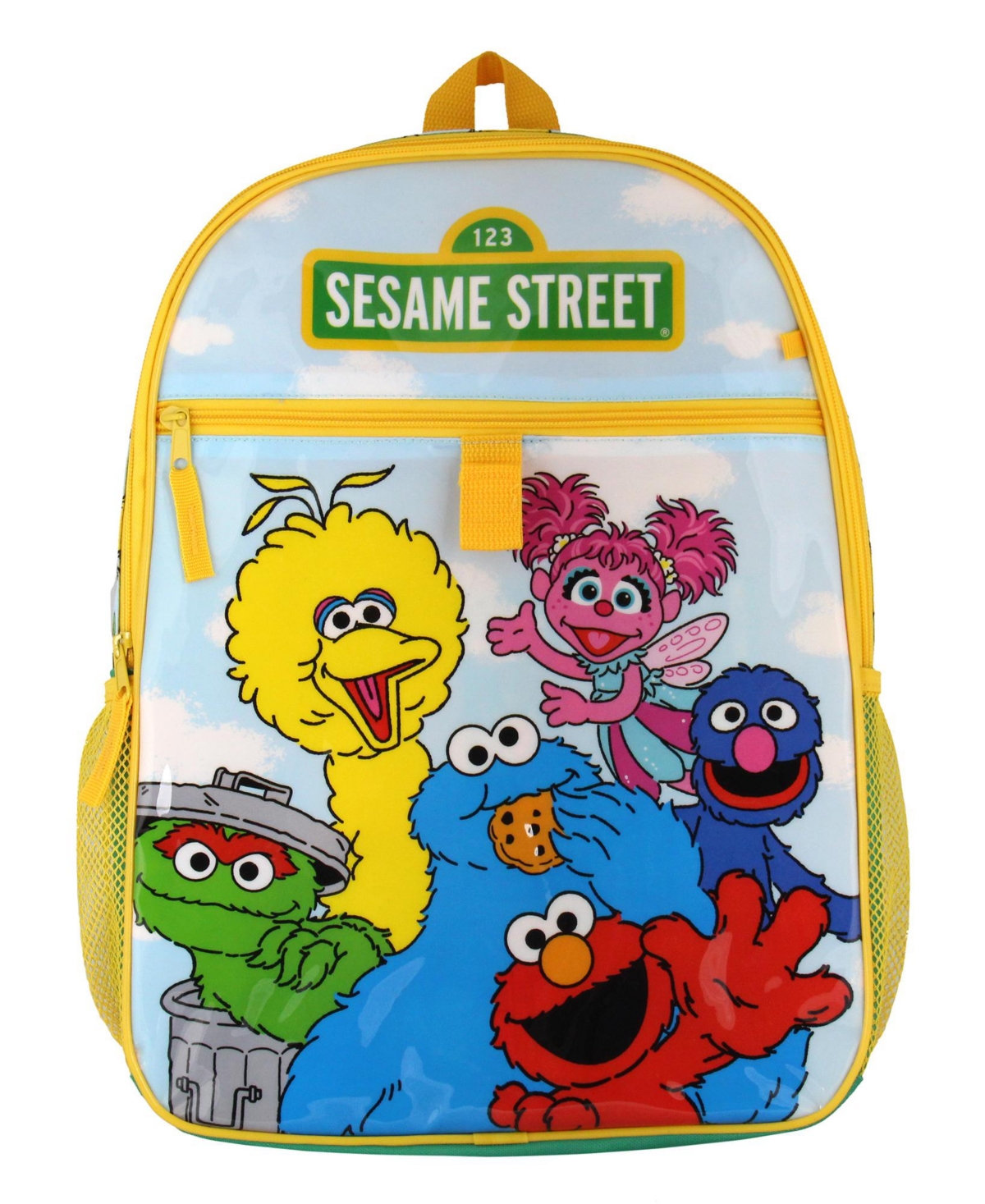 Sesame Street Group Cookie Monster Elmo Big Bird 5 Pc Mega Set Backpack Lunch Box Pencil Pouch Waterbottle Stickers