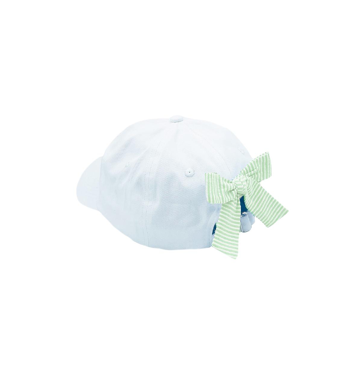 Bits & Bows Girls Golf Flag Bow Baseball Hat - White