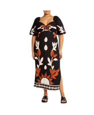 City Chic Nala Print Off The Shoulder Dress Plus