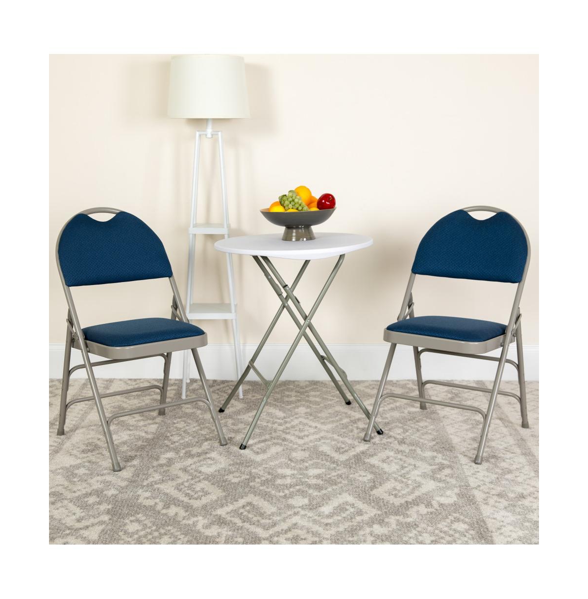 Emma+Oliver 4 Pack Home & Office Easy-Carry Party Events Padded Folding Chair -gray frame