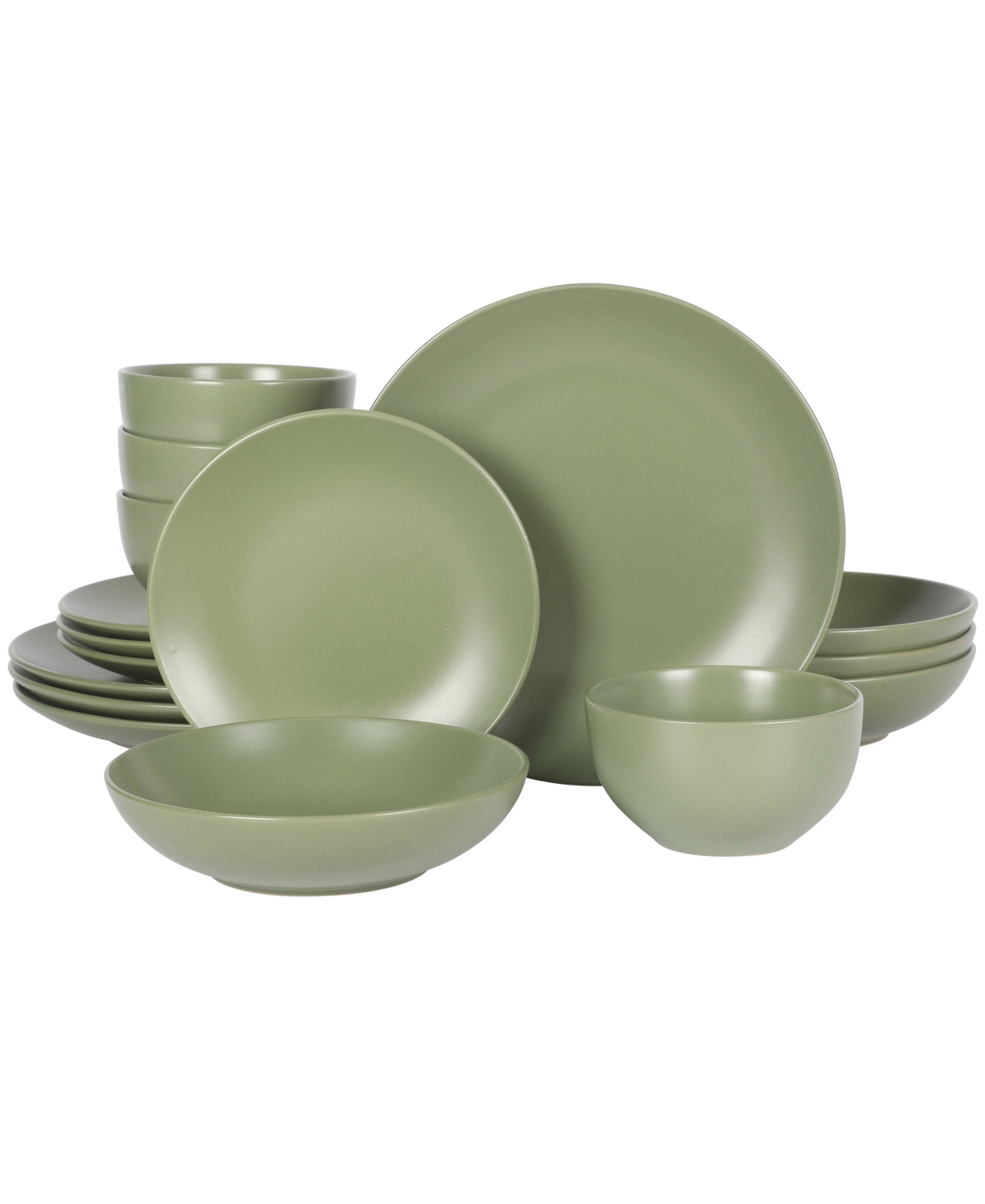 Queenslane 16 Pc. Dinnerware Set, Service for 4 - Matte Green