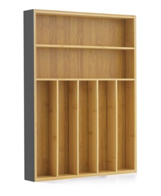 Bamboo 7 Slot Drawer Organizer for Kitchen Utensils