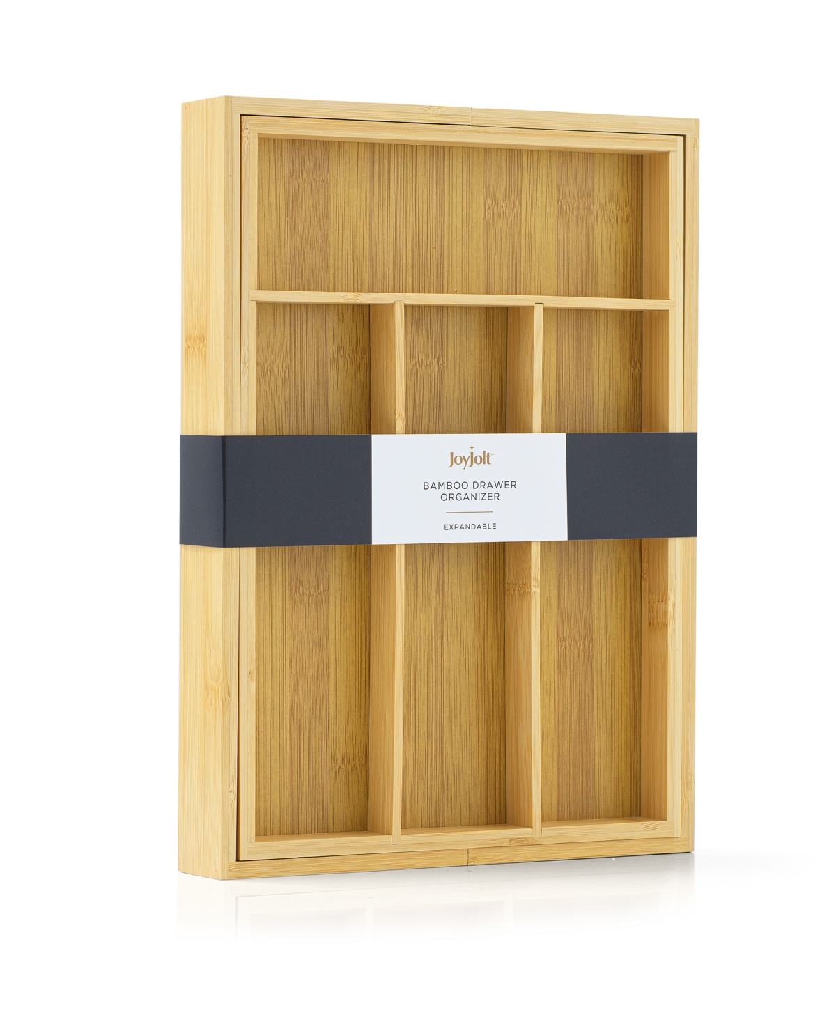 Joyjolt Bamboo 5 Slot Drawer Organizer For Kitchen Utensils In Brown