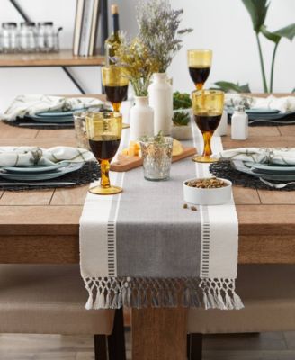 Dobby Stripe Ribbed Table Runner, 13"x72 "