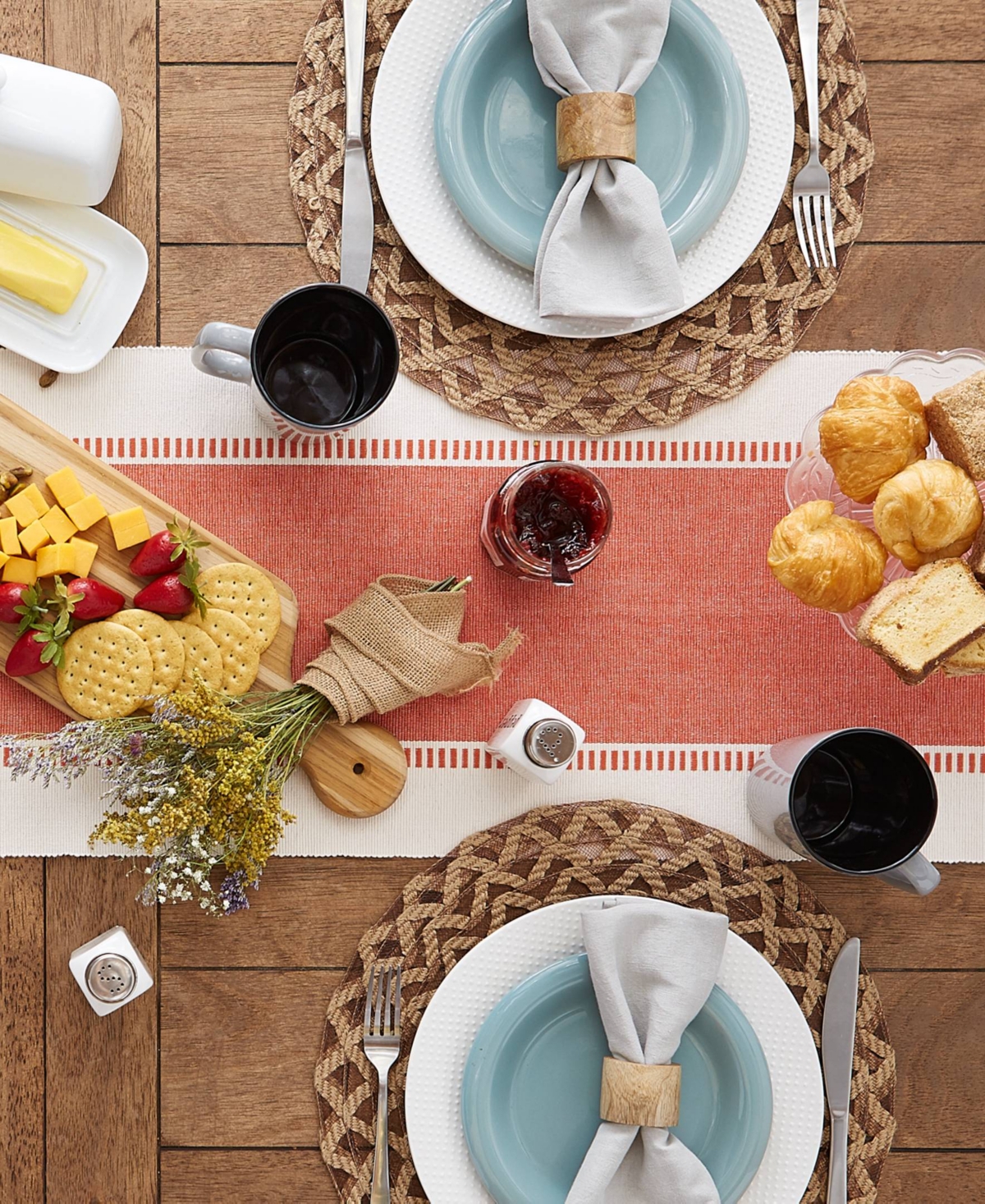 Design Imports Dobby Stripe Ribbed Table Runner, 13"x72 " In Spice