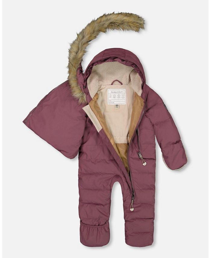 Deux par Deux Baby Girls Baby One Piece Baby Hooded Snowsuit Dark