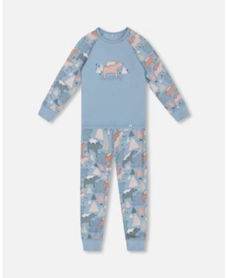 Organic Cotton One Piece Printed Pajamas With Printed Bears Organic Cotton One Piece Printed Pajamas With Printed Bears