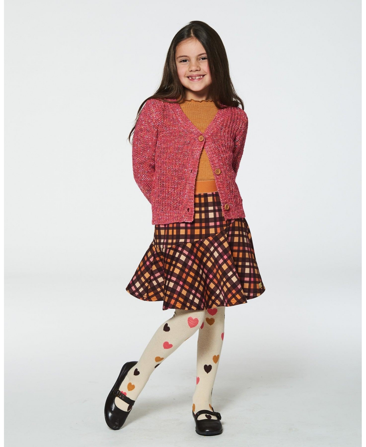 Deux par Deux Big Girls Milano Skirt Plaid Magenta And Brown - Plaid magenta and brown