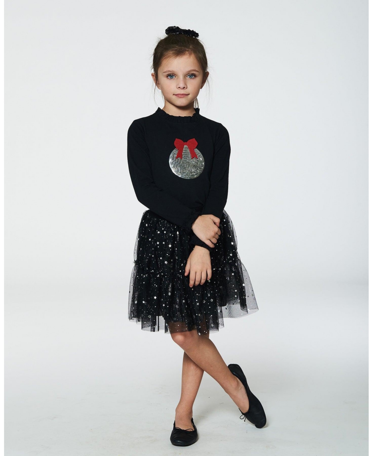Deux par Deux Big Girls Glittering Tulle Skirt- Black