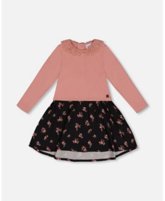 Deux Par Deux Bi Material Long Sleeve Dress - Light Pink Deux Par Deux Bi Material Long Sleeve Dress - Light Pink
