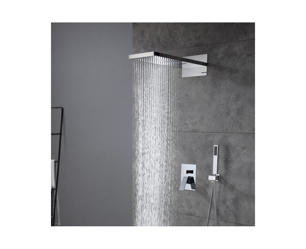 22" Luxury Waterfall Shower System Valve Kit with Handheld Spray - Chrome