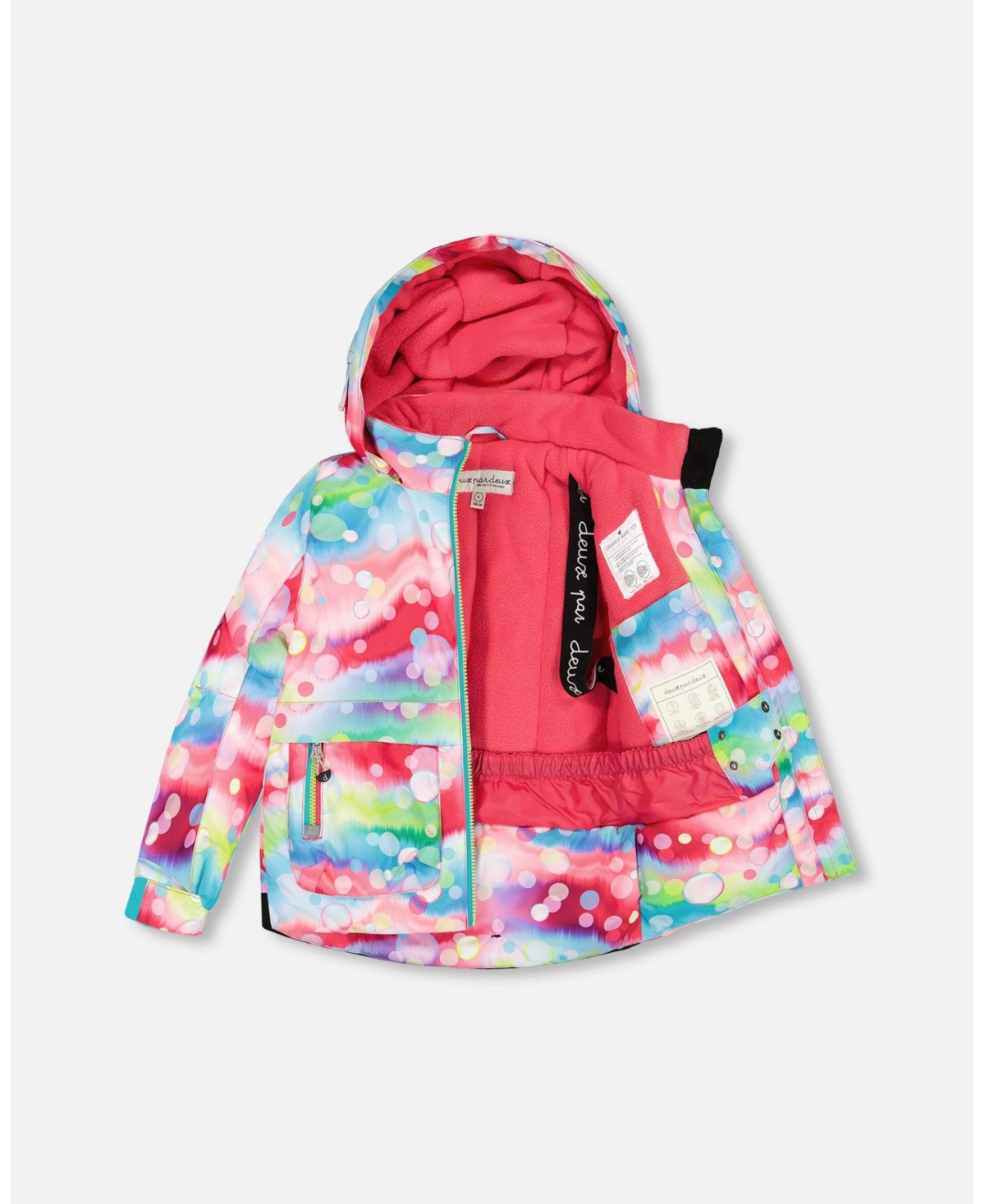 Deux par Deux Big Girls Two Piece Snowsuit Printed Bubbles And Lime - Printed bubbles and lime