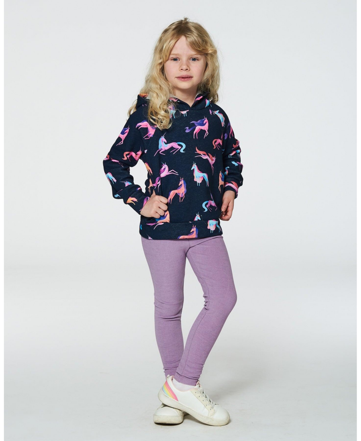 Deux par Deux Big Girls Super Soft Rib Leggings Blue- Lilac