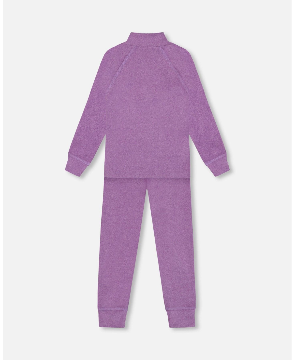 Deux par Deux Big Girls Two Piece Thermal Underwear Set- Purple
