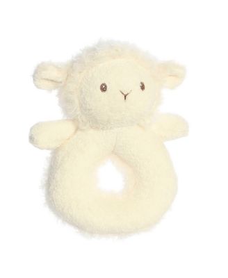 Small Rattle Cherub Lamb Playful Baby Plush Toy White 6