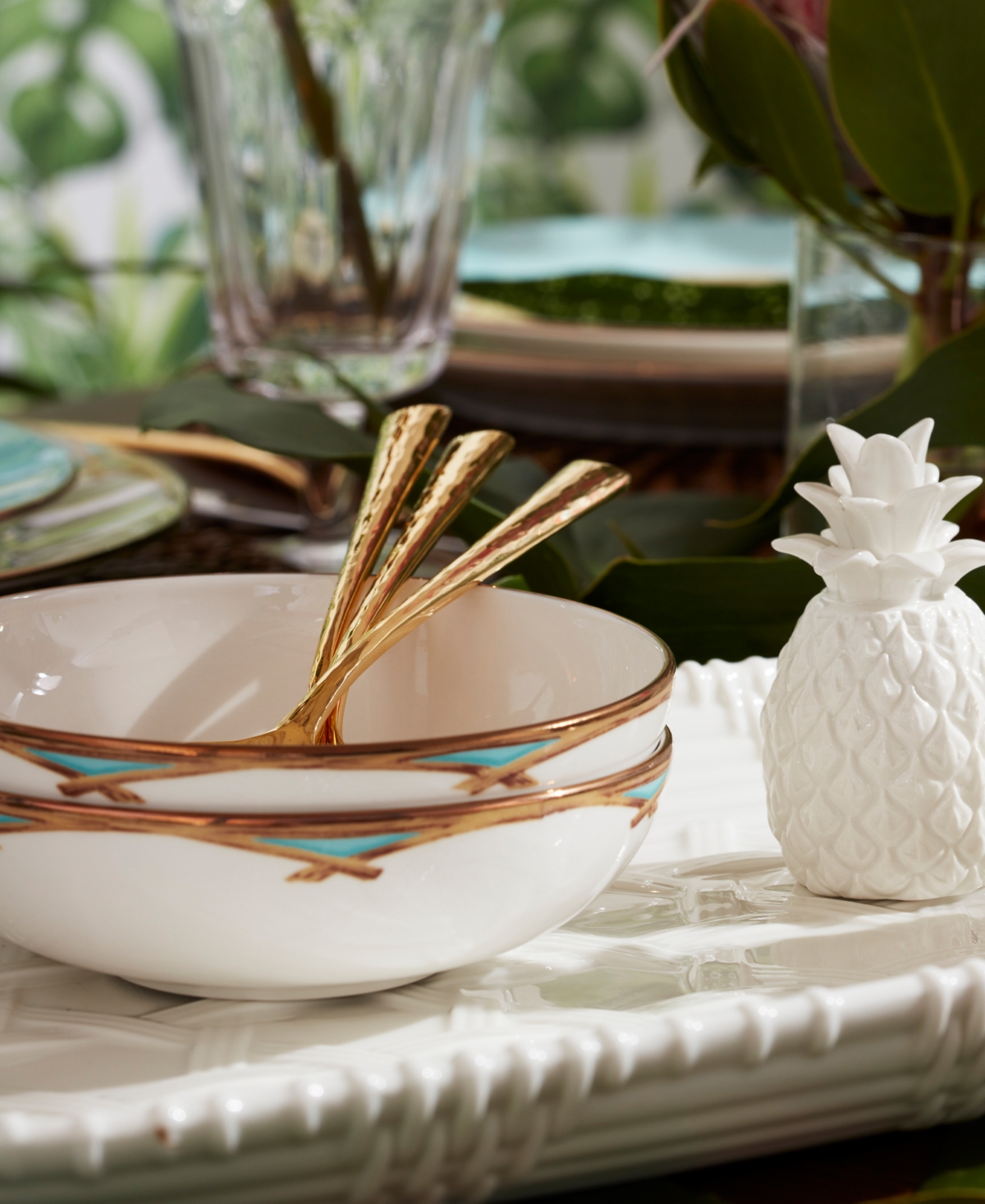 Lenox British Colonial Bamboo Fruit Bowls, Set Of 4 In White