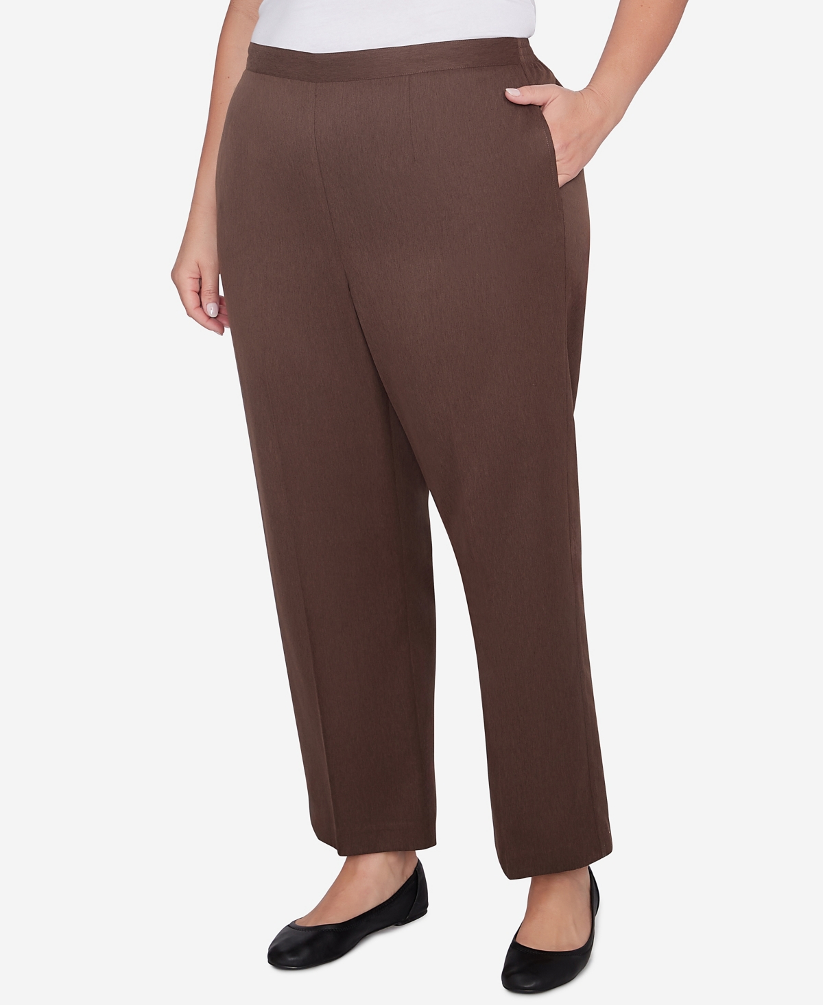Alfred Dunner Plus Size Wine Country Classic Faux Suede Slant Pocket Medium Length Pant