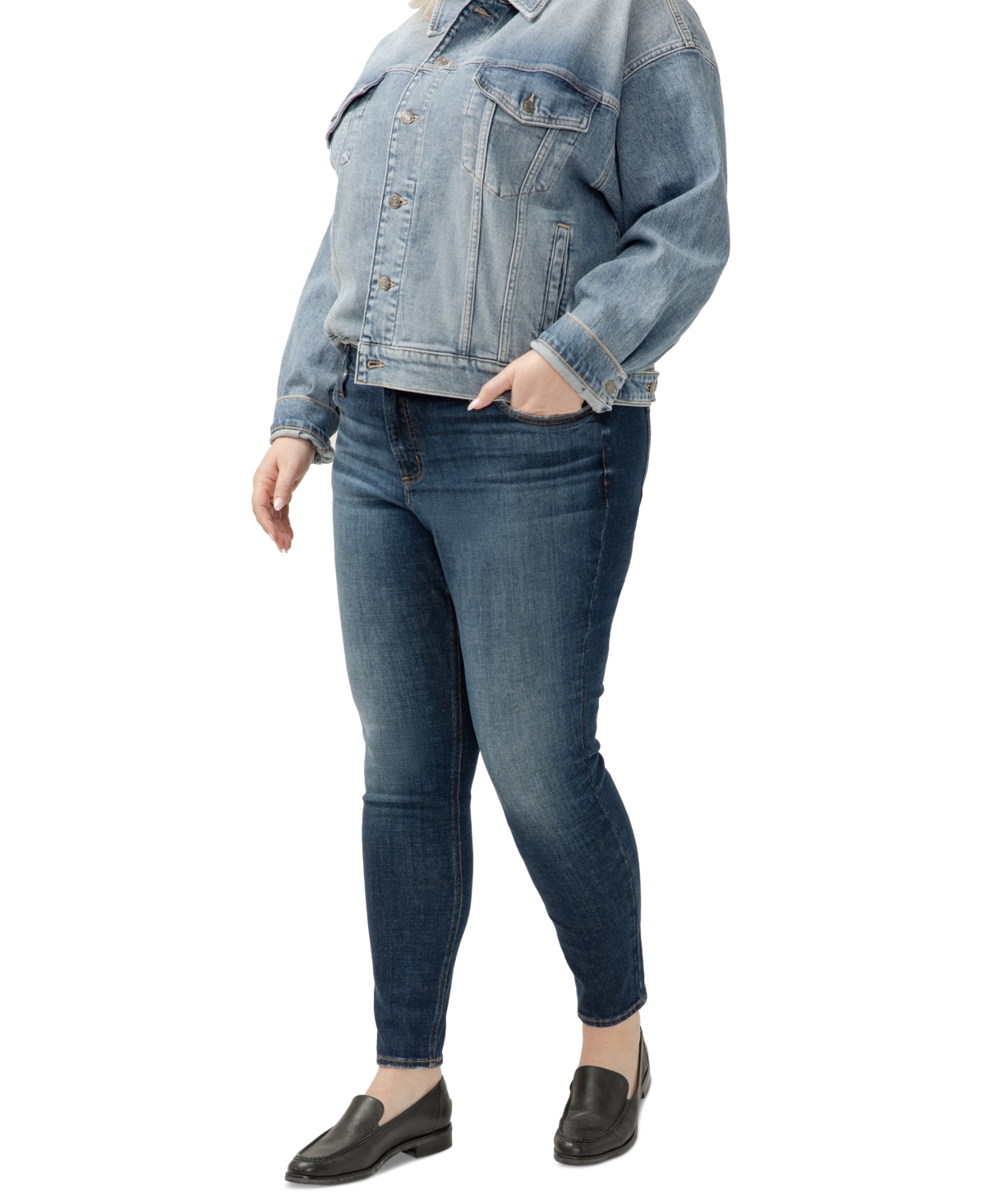 Silver Jeans Co. Plus Size Elyse Mid-Rise Comfort-Fit Skinny Jeans