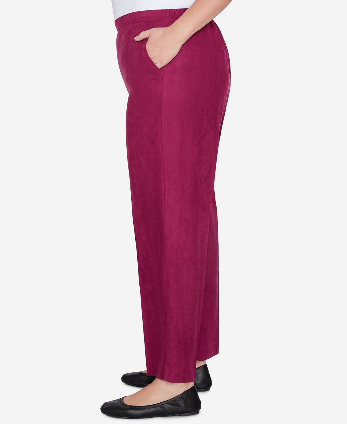 Alfred Dunner Plus SizeCountry Soft Microfiber Side Seam Pocket Short Length Pant - Wine