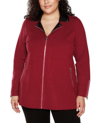 Plus Size Black Label Collared Sweater Jacket