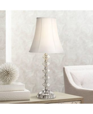 Bohemian Country Cottage Accent Table Lamp 21" High Clear Stacked Glass Off White Bell Shade for Bedroom Living Room Bedside Nightstand