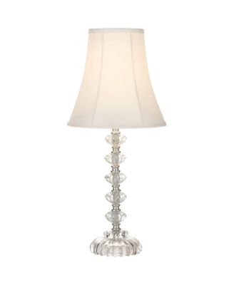 Bohemian Country Cottage Accent Table Lamp 21" High Clear Stacked Glass Off White Bell Shade for Bedroom Living Room Bedside Nightstand