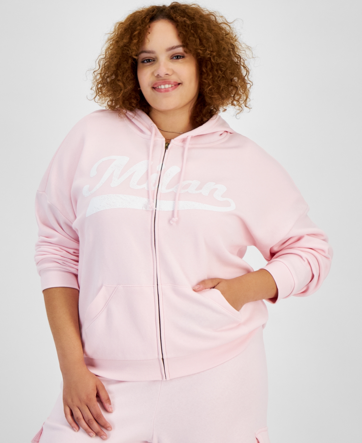 Grayson Threads, The Label Trendy Plus Size Hooded Milan Zip-Up Sweatshirt