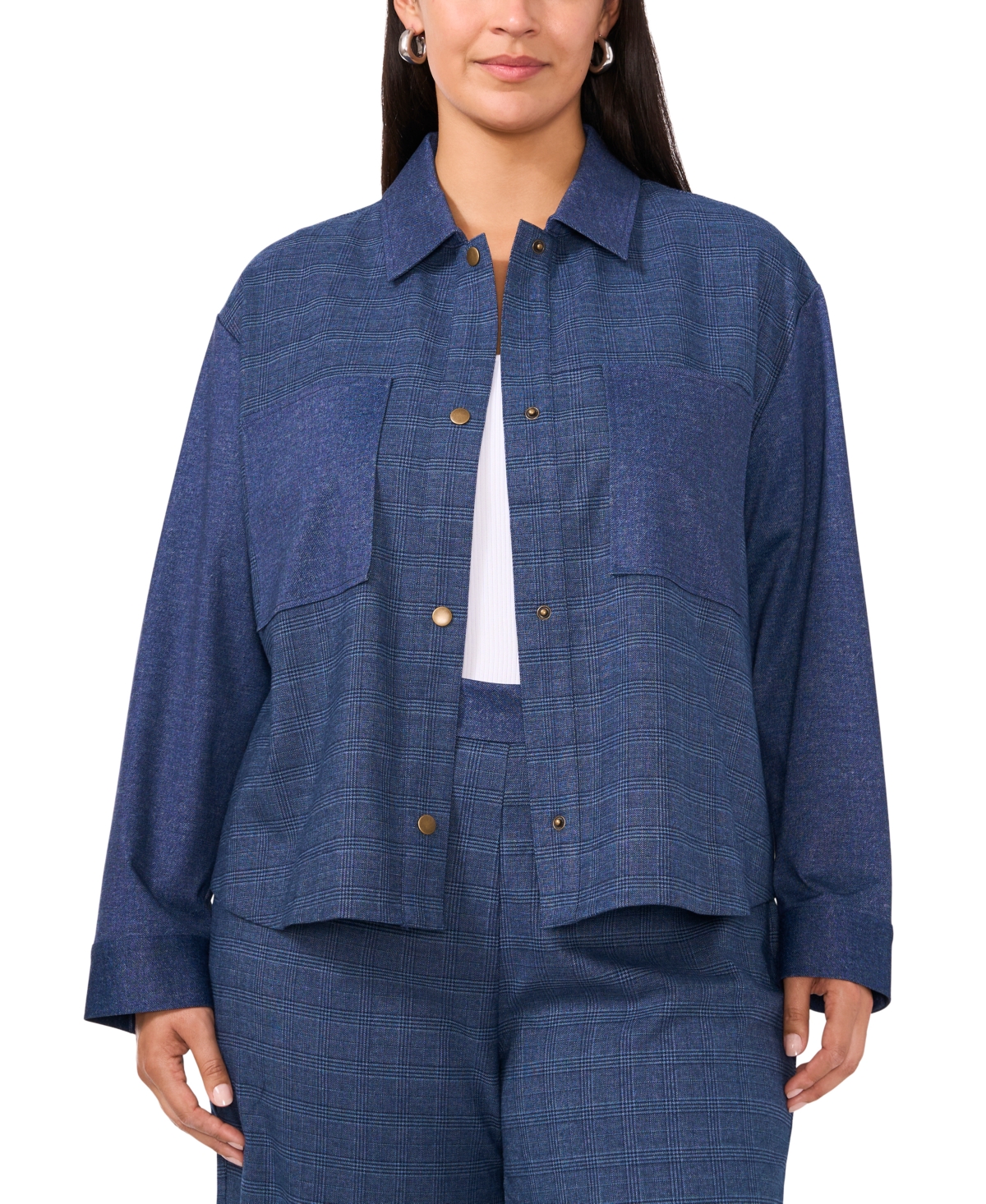 Vince Camuto Plus Size Collared Long-Sleeve Jacket