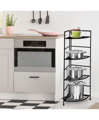 4 Tier Folding Metal Shelf Plant Stand Storage Open Shelf Corner Display Rack