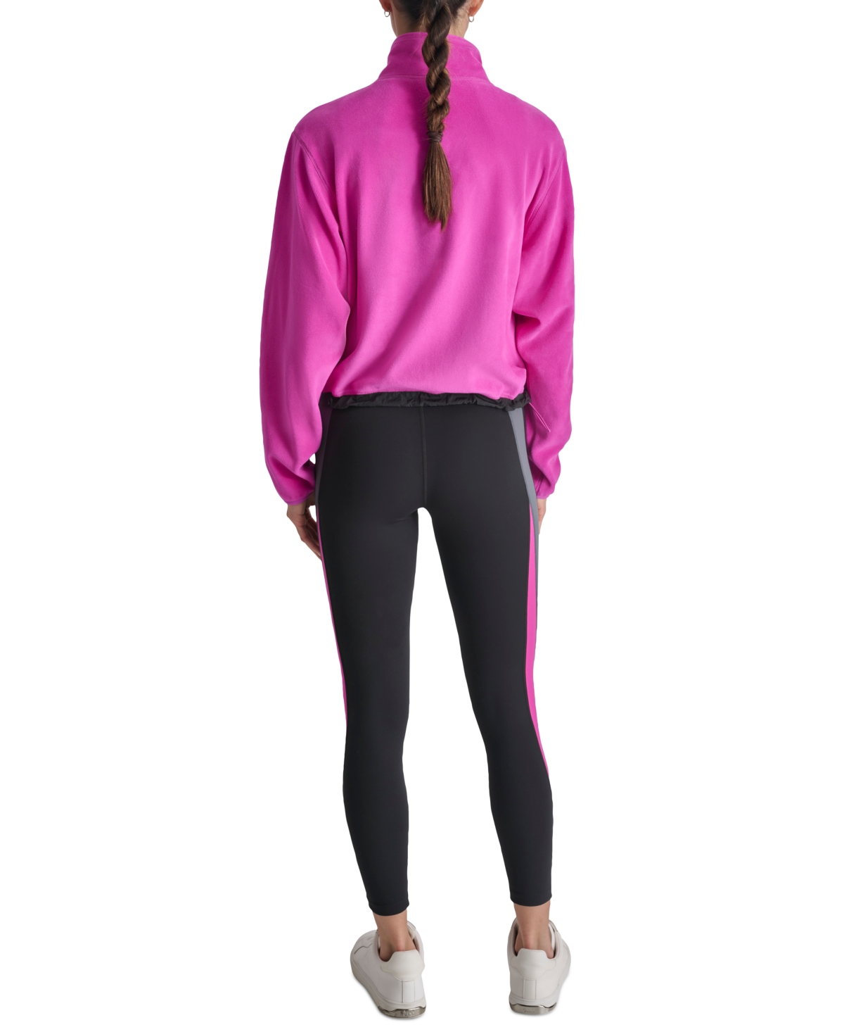 Dkny Women's Mock Neck Full Zip Jacket with Woven Piecing