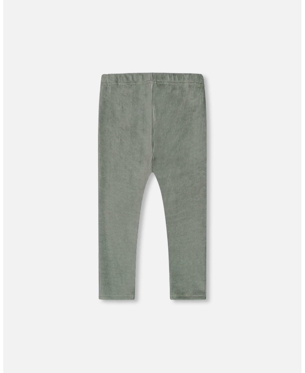 Deux par Deux Big Girls Velvet Stretch Leggings- Sage green