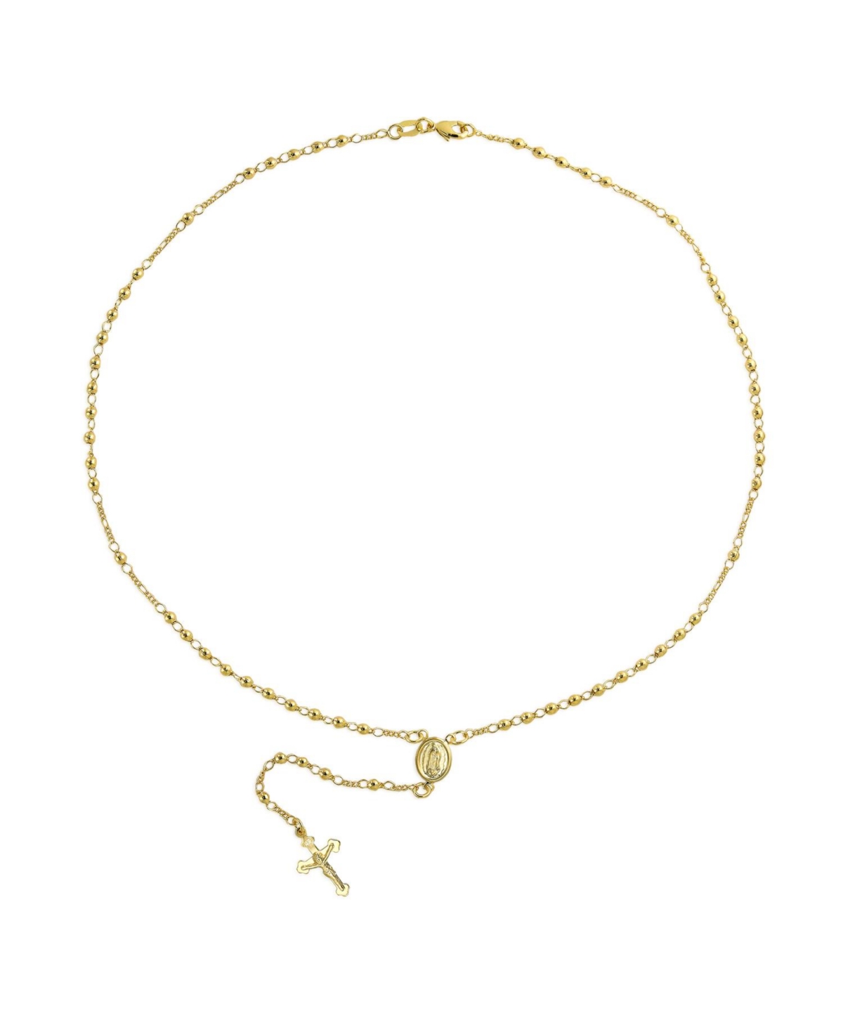 Bling Jewelry 18K Gold Plated Brass Virgin Mary Catholic Rosary Beads Necklace For Women Teens Prayer Virgin De Guadalupe Rosario Crucifijo