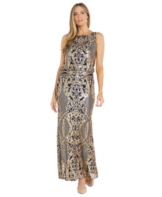 R & M Richards - Women's Sleeveless Sequined Gown