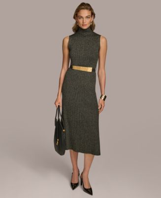 【Donna Karan New York】Printed Mock-Neck Midi Dress DKNY by Donna Karan Printed Woven Mock Neck Short Sleeve A
