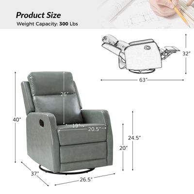 Donat Faux Leather Swivel Recliner