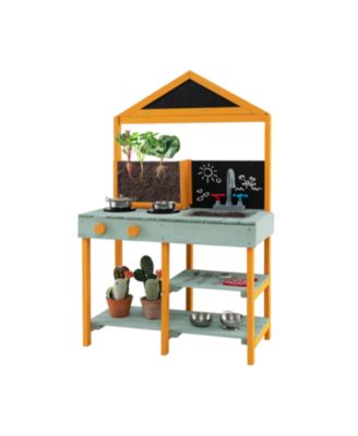 Kids Kitchen Playset with Root Viewer Planter and Rotatable Faucet