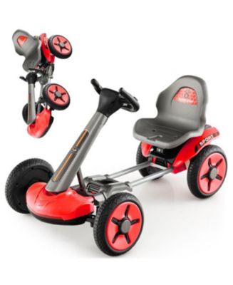 Pedal Powered 4-Wheel Toy Car with Adjustable Features - Red