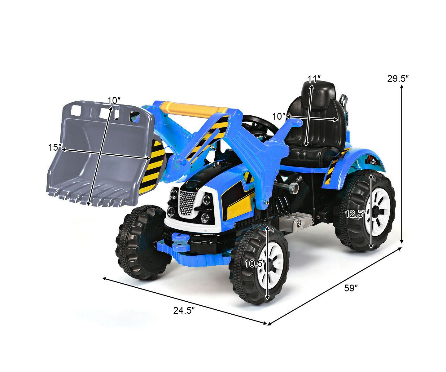 Детская игрушка Slickblue 12V Battery-Powered Backhoe Digger Dumper Truck, 66 lbs, от 2 лет, цвет: Синий — фото 3