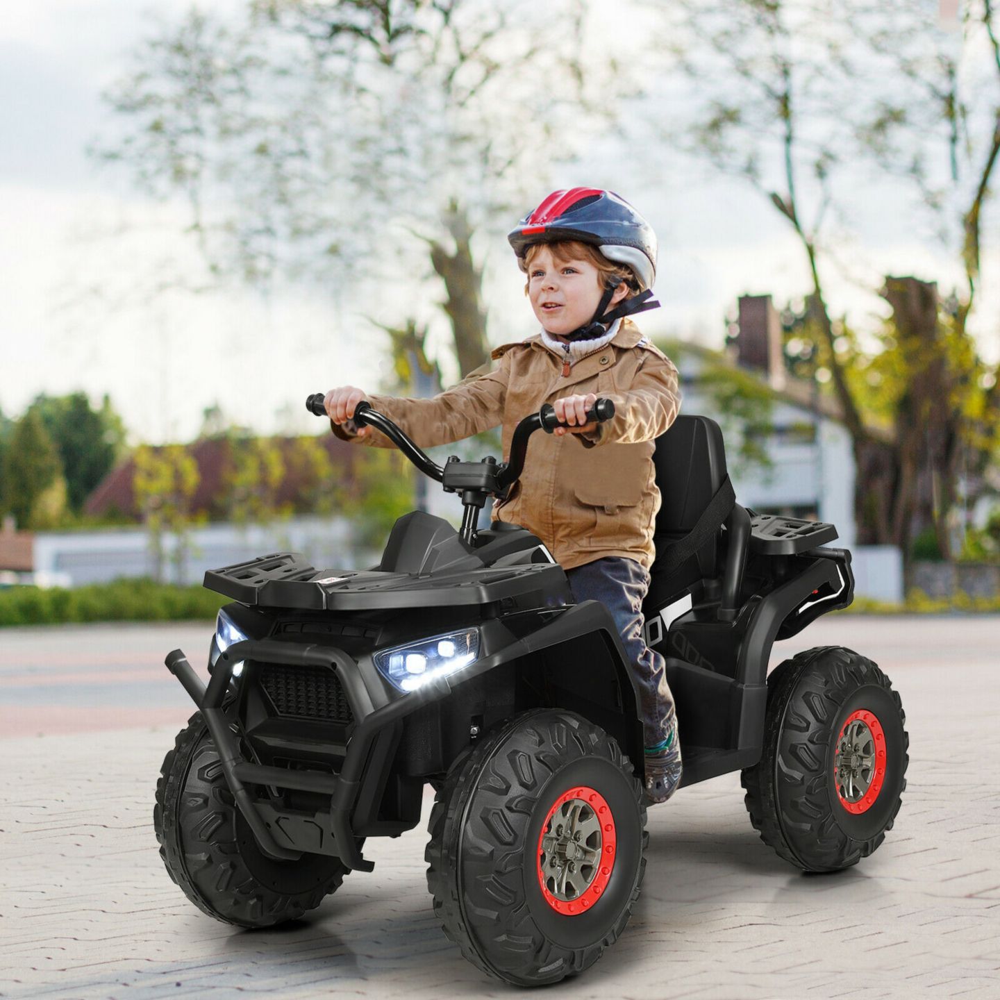 Детская игрушка Slickblue 12V Kids Electric 4-Wheeler ATV with MP3 and LED Lights, 110 lbs Capacity, Ages 3+, цвет: Чёрный — фото 3