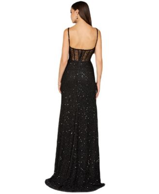Women's Elegant Corset Gown with Slit
