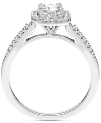 Diamond Double Halo Engagement Ring (3/8 ct. t.w.) in 14k White Gold
