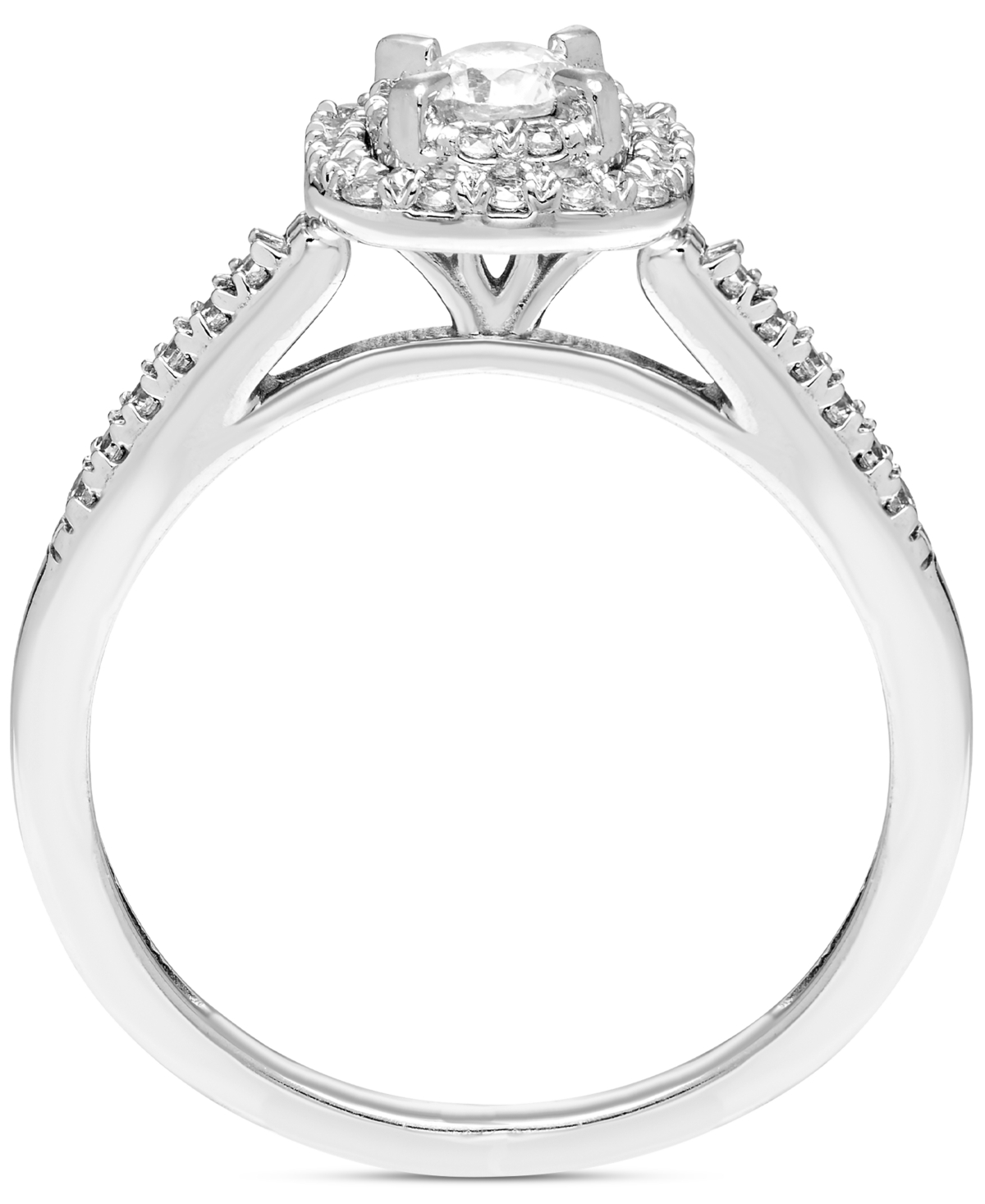 Macy's Diamond Double Halo Engagement Ring (3/8 Ct. T.w.) In 14k White Gold In White Gold