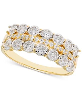 Macy's - Diamond Illusion Three Row Band (1/2 ct. t.w.) in 14k White Gold