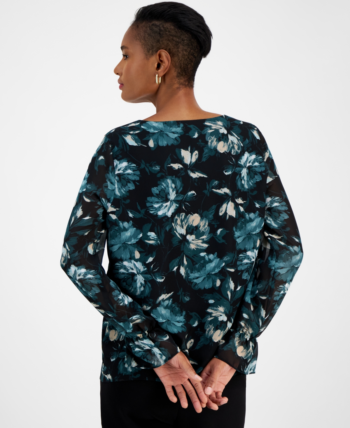 Kasper Women's Floral-Print Layered Blouse