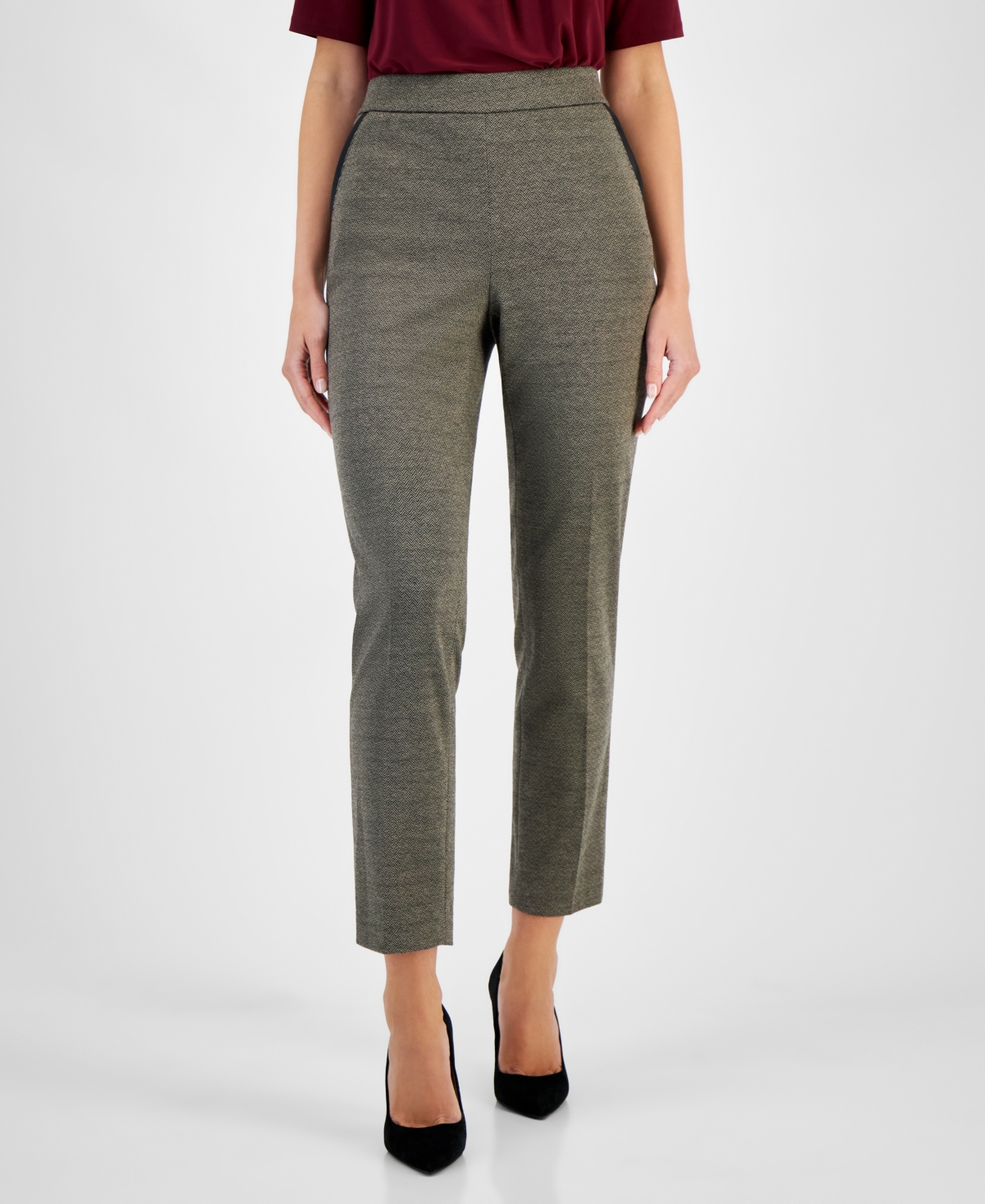 Kasper Women's Pull-On Straight-Leg Pants -Toffee