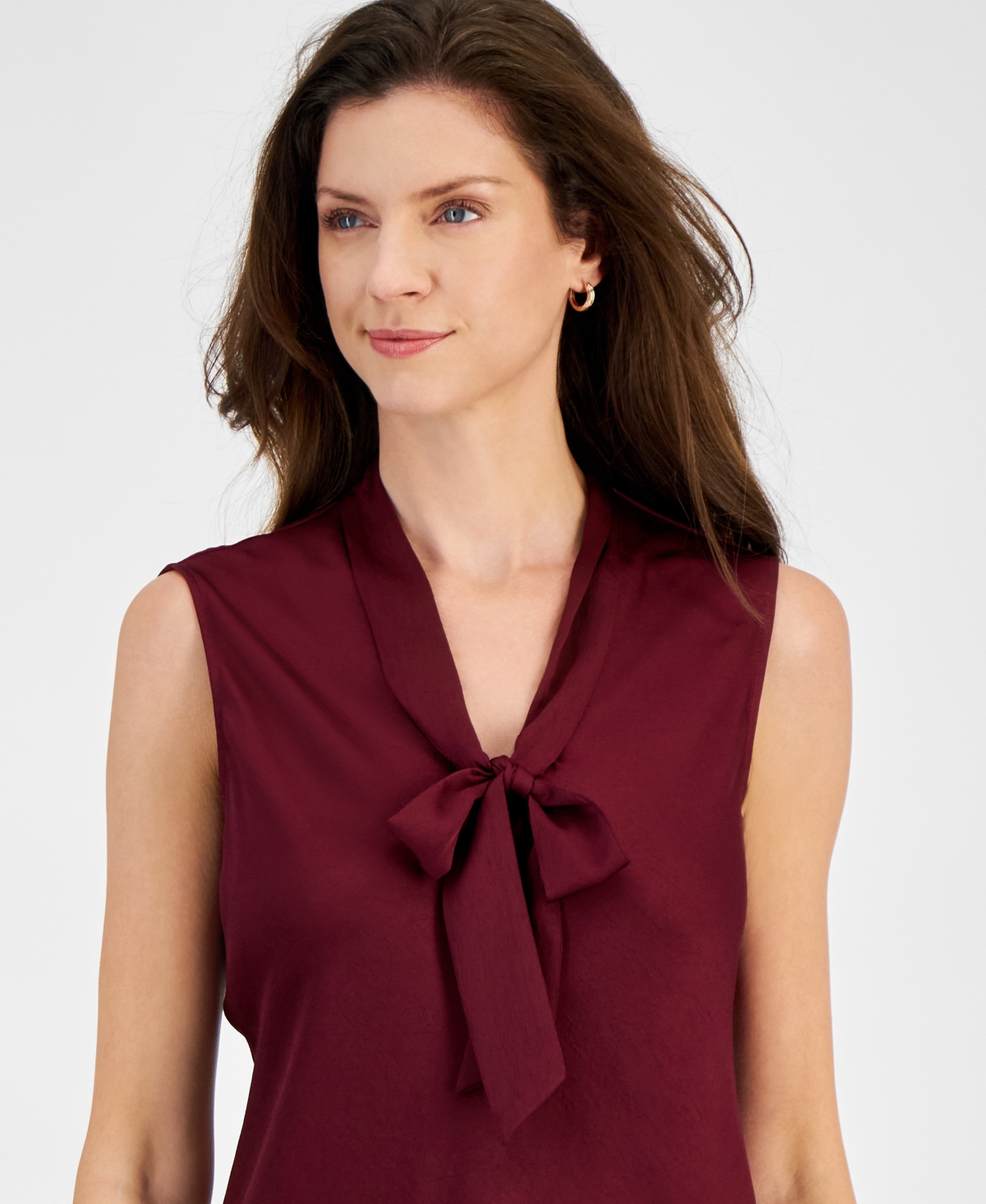 Kasper Petite Tie-Neck Sleeveless Top