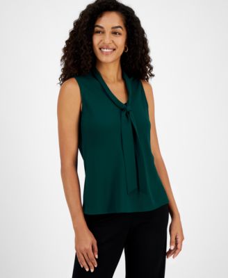 売れ筋商品|||カスパー カットソー トップス レディース Women's Sleeveless Tie-Neck Top, Regular and Petite Sizes White Kasper Women's Sleeveless Tie-Neck Top, Regular and Petite